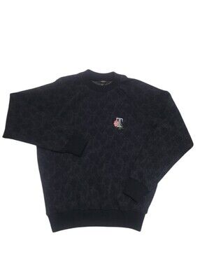 Twenty Montreal 3D Textured Floral Knit Pullover Sweater Blue S Small
